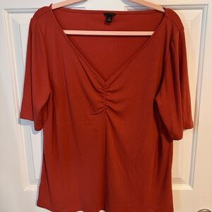 Ann Taylor Rust V-Neck Blouse